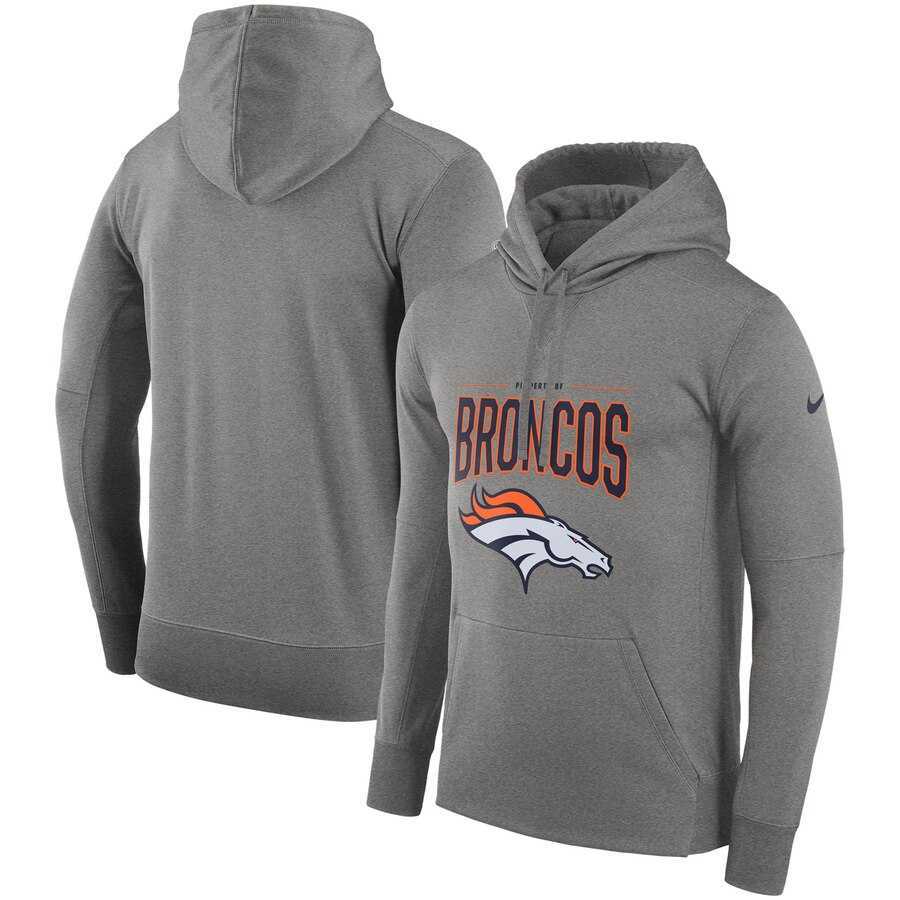 Denver Broncos Nike Sideline Property of Performance Pullover Hoodie Gray,We sell and wholesale Denver Broncos Nike Sideline Property of Performance Pullover Hoodie Gray on line form chian!